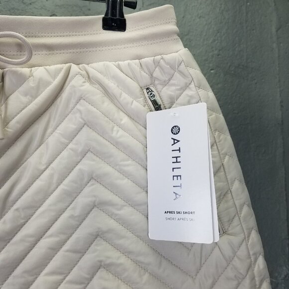 Athleta Apres Ski Shorts Women's 8 Solstice Quilted Cream Pull On Pockets NEW - Picture 3 of 16